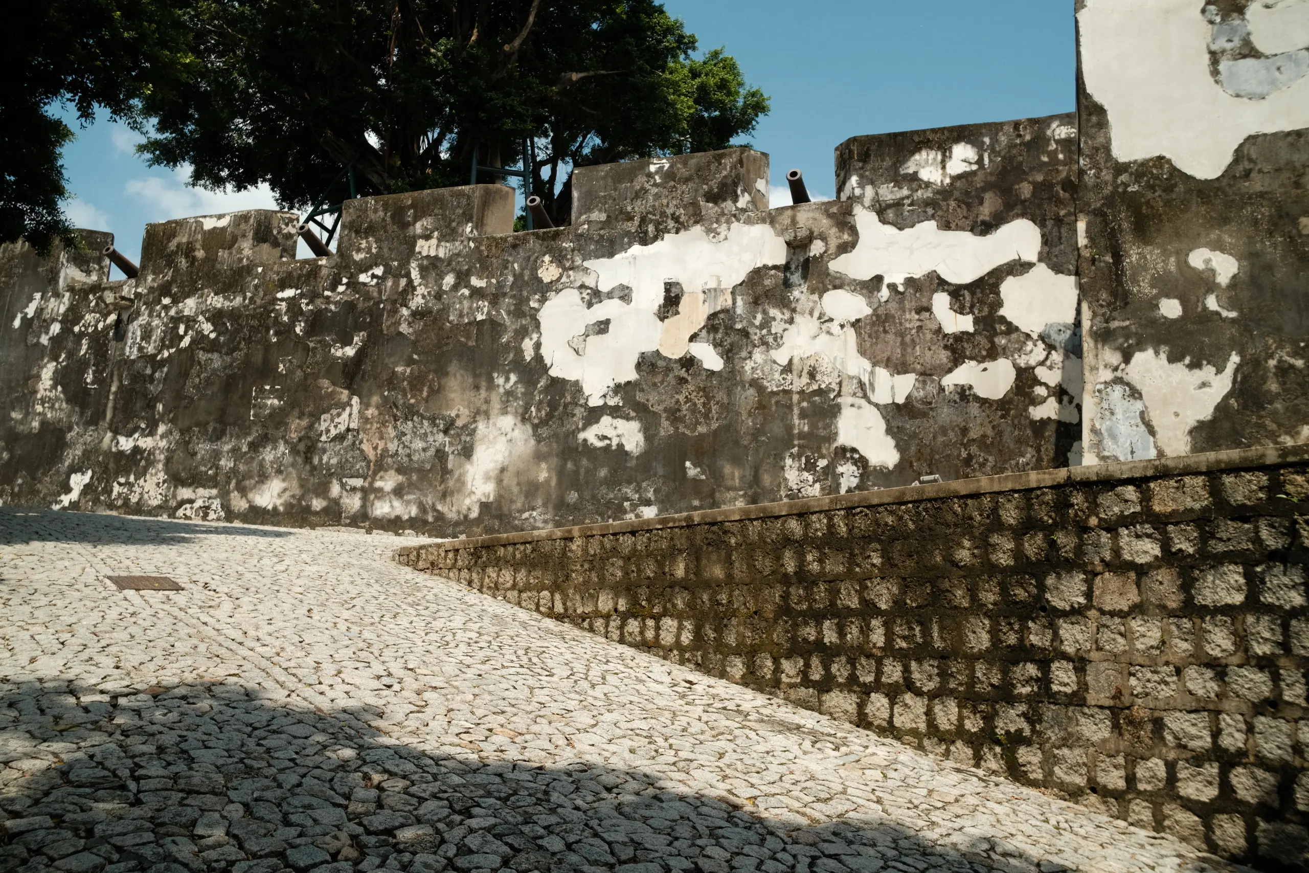 The weathered stone walls of Monte Fort